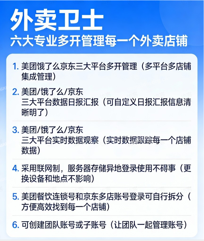 外卖卫士绑定多店，可以管理店铺吗？
